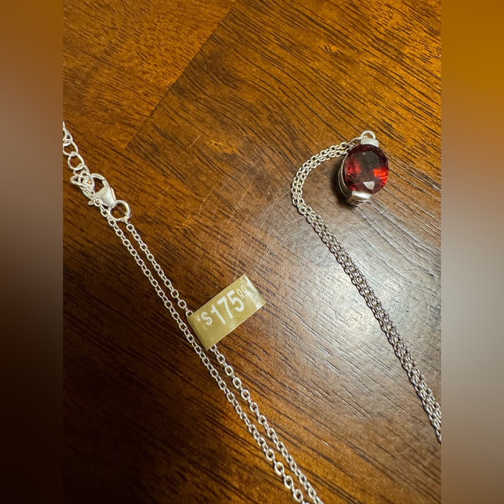 NEW- Sterling Silver HQ Red Spinal Necklace
